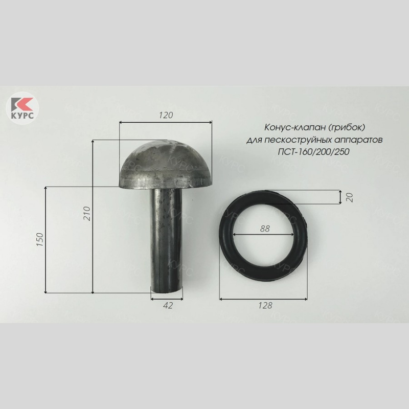 Грибок с кольцом PST Курс ∅ 120/128 мм, 160/200/250л., ДУ 40